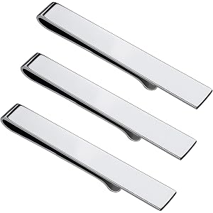 Roctee Men's Tie Clip For Skinny Ties, 3 Pack Small Tie Clip For Men, Tie Clasp Pinch Necktie Clip On Shirt Tie, Suitable For