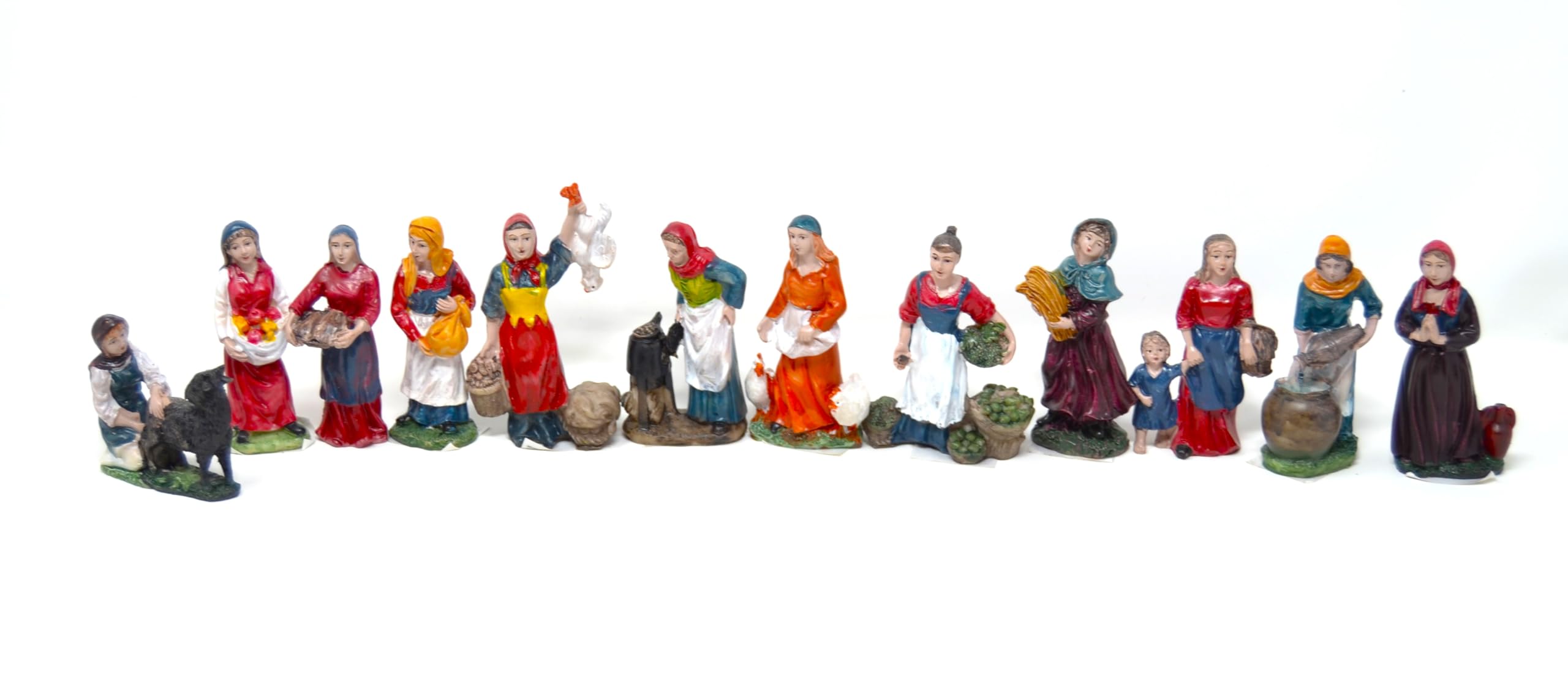 BETTER WITH FRIENDS 12 x Christmas Figurines Women 10cm Nativity Scene Set Farmers Animal Workers House Accessories Jesus Crafts Nativity Scene God