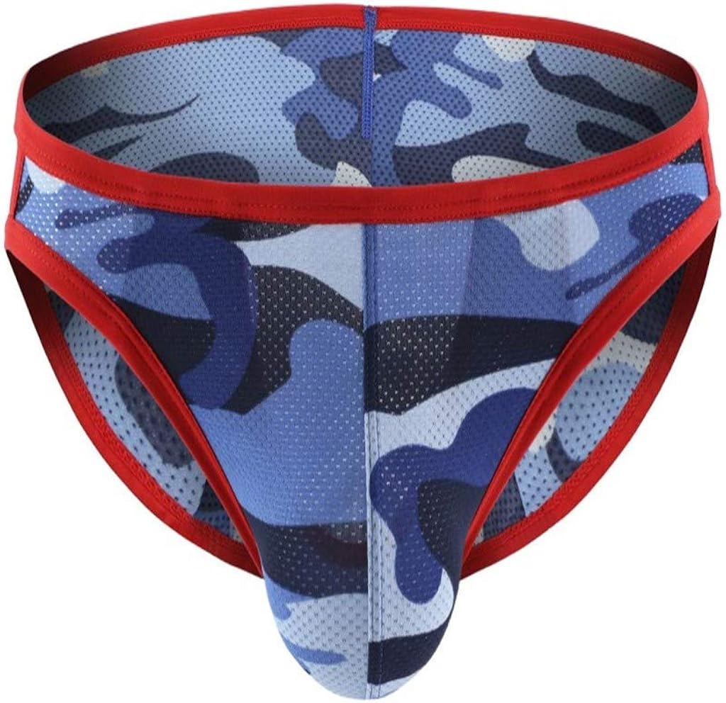 Men’s Camo Briefs, Mesh Breathable Underwear Low Rise Sexy Bulge Pouch