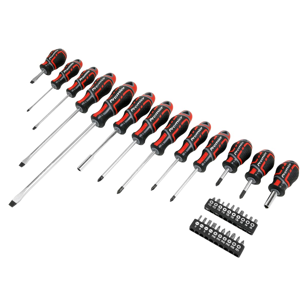 Sealey 33pc GripMAX® Screwdriver & Bit Set - Red - AK4370