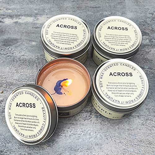 4 Pack Scented Candles Gift Set, Soy Wax Portable Travel Candles Women Mother Teacher Gift with Strongly Fragrance Essential Oils for Stress Relief Aromatherapy Bath Home Decor Christmas Birthday