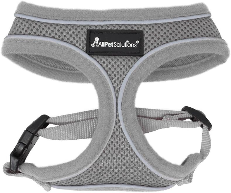 AllPetSolutions Dog Harness - Cool Pet Vest with Back D-Ring for Dog Lead Clips - Mesh Fabric Puppy Harness with Soft Padding - Training Stuff and Supplies for Small, Medium, Large Dogs - S, Grey