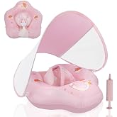 Loowarts Baby Float with Canopy,Infant Pool Float with Safety Seat,Baby Swimming Float &amp; Swim Float &amp; Water Float UPF50+ UV Protection for Toddler from 3 to 36 Months.(S:3-12 Month/L:6-36 Month)