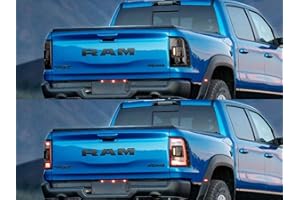 Rvinyl Tail Light Pre Cut Film Tint Cover Kit in Blackout Smoke Compatible with Dodge Ram 2019-2024 with Lane Departure Sensors - Adhesive Backs