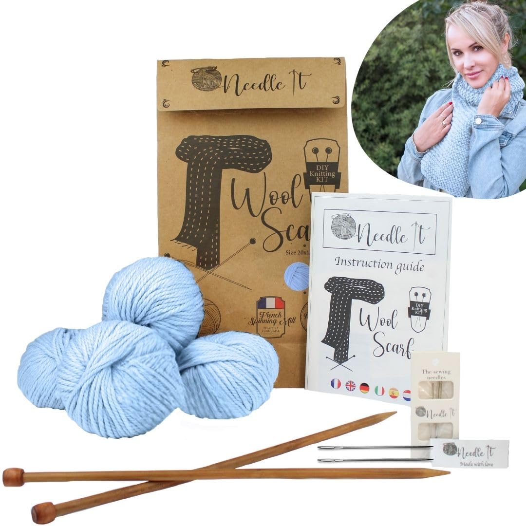 Needle It® Complete Beginner Knitting Kit with Knitting Needles - Wool Scarf for Knitting Yourself - Gift Idea