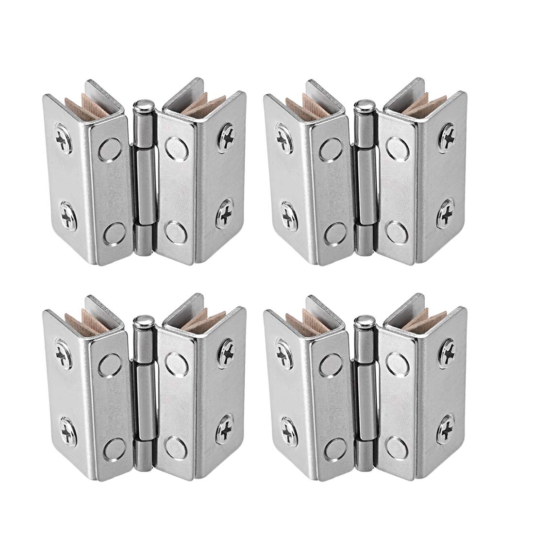 sourcing map Glass Hinge Cabinet Door Hinge Glass Clamp,Stainless Steel, for 5-8mm Thickness 4Pcs