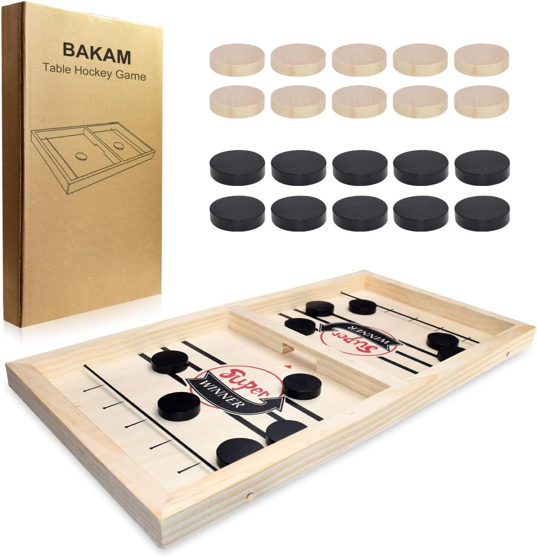 BAKAM Portable Table Hockey Game for Kids and Adults, Tabletop Battle Board Games for Boys and Girls, Desktop Sport Board Game for Family Game Night Fun