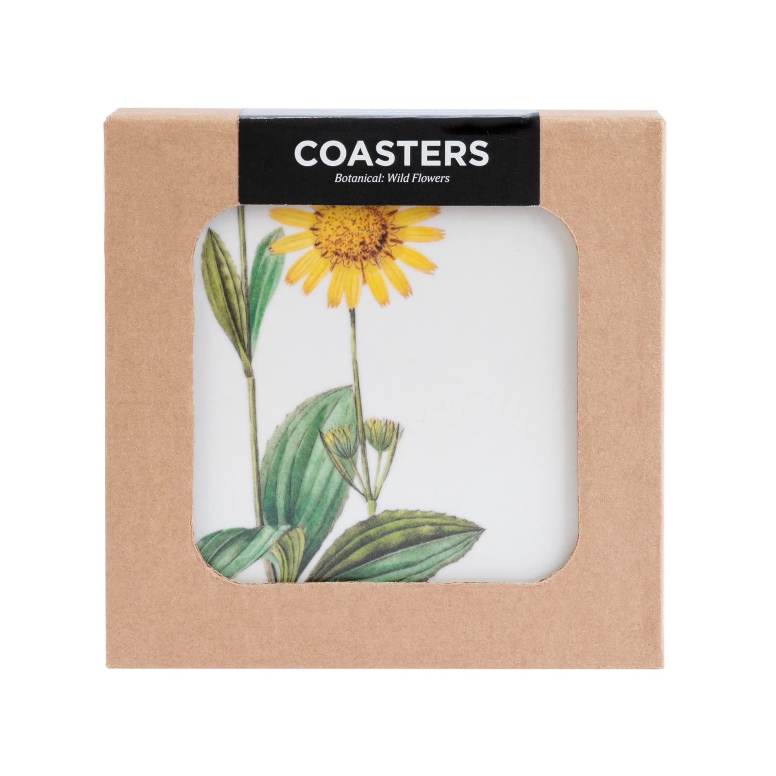 Grupo Erik Botanical Wild Flowers Coasters Set Of 4 - 4 x 4 inches / 10 x 10 cm - Cork Coasters - Drinks Coasters - Beermat - Beverage Coaster - Drip Mat - Outdoor Coasters