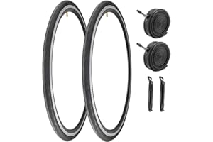 SIMEIQI 2 Pack 700x23C/25C/28C/35C/38C Bike Tires Plus Bike Inner Tubes Presta Valve 48mm or Schrader Valve 48mm Foldable Replacement Tires for Road Bicycle