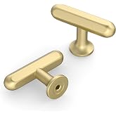 9BUILD 10 Pack 2 Inch Gold Cabinet Knobs Kitchen Cabinet Knobs Gold Drawer Knobs Kitchen Knobs for Cabinets T Bar Gold Knobs for Cabinets and Drawers