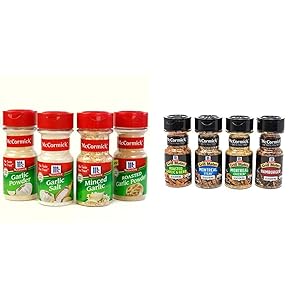 McCormick Garlic Spice Variety Pack (Garlic Powder, Minced Garlic, Roasted Garlic Powder, Garlic Salt), 4 Count & McCormick Grill Mates Spices, Everyday Grilling Variety Pack, 4 Count