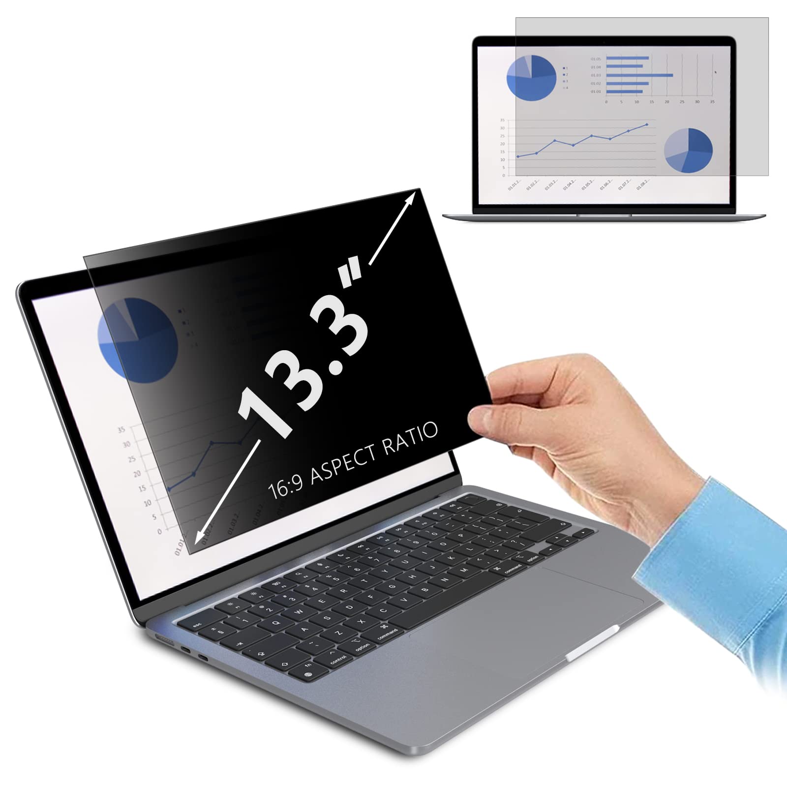 PaceBid 13.3 Inch Privacy Screen Filter for 16:9 Aspect Ratio Laptop/Computer Monitor Anti-scratch Anti-Glare Protector Anti-Spy Protector Film Filter Privacy Widescreen Display (13.3", 16:9)