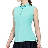 MIER Women's Sleeveless Golf Polo Shirts Athletic Tennis Collared Tank Tops, Quick Dry, UPF 50+