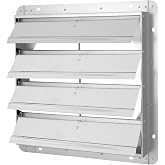 Simple Deluxe 18-Inch Square Aluminum Automatic Gravity Shutter Louver Vent, Silver