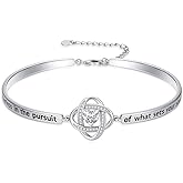 IMZM Valentines Day Gifts for Her, 18k White Gold Plated Love Knot Bracelets, Engraved Inspirational and Sentiment Bangle, Anniversary Birthday Jewelry Gift for Lover Wife Girlfriend Sister Friends
