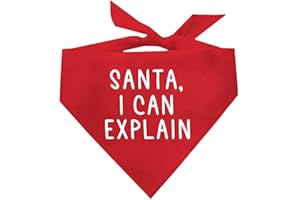 TEES & TAILS Santa I Can Explain Dog Bandana | 100% Cotton Adjustable Triangle | Made in USA | Christmas | Holiday Season | Winter Wonderland | Gift |Red, One Size (955)