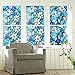 Coavas Decorative Window Privacy Film, Heat Control Sun Blocking Stained Glass Window Film, Floral Design Static Cling, Non Adhesive Windows Tint for Bathroom Front Door(Vinyl, 17.5