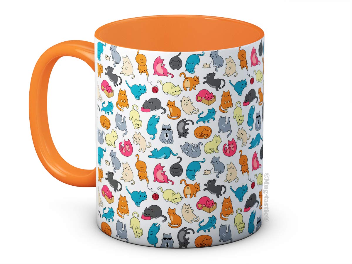 Cats & Kittens Print for Cat Lovers - Ceramic Coffee Mug (Orange)