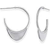 Boma Jewelry Sterling Silver Crescent Post Hoop Earrings
