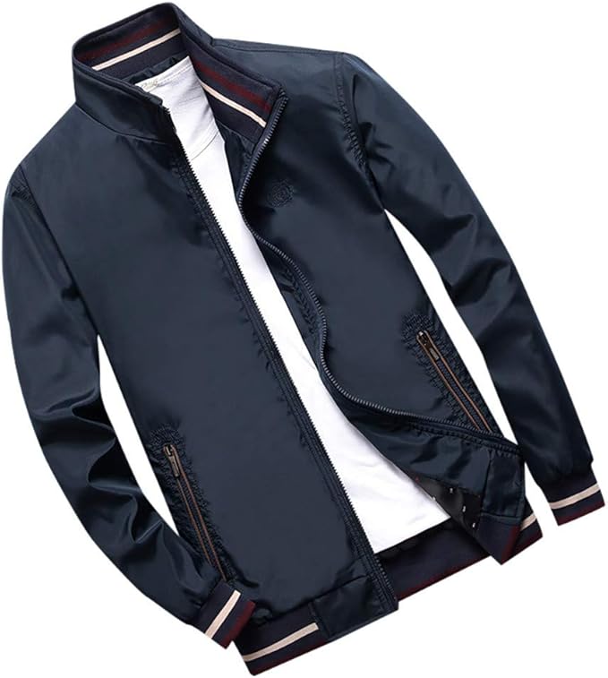 Mens Stand Collar Zipper Jackets, Sunpark Casual Classic Lightweight