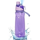 Rumiiro Sport Water Bottle 32oz with 2-in-1 Mist & Sip Function - Large BPA-Free Reusable, Leak-Proof, Silicone Spout Cover & Wide Mouth for Gym,School,Camp,Travel,Outdoor Women Kids - Purple