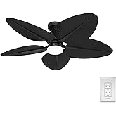 Hunter - Tropic View Indoor/Outdoor Ceiling Fan With Light, Wall Control, 52-inch Coastal-style, 6-speed DC Motor, for porche