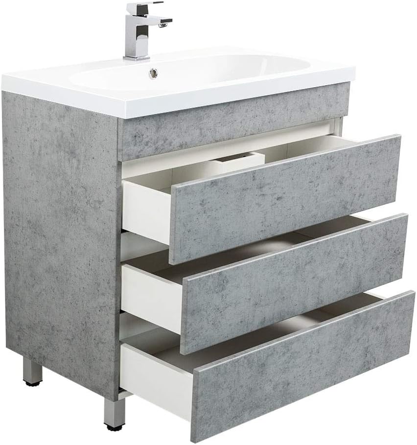 Kendalfloral Com Emotion Meuble Salle De Bain Talis 70 Aspect Beton A Poser Avec Tiroirs Sans Poignees Cuisines Et Salles De Bain Meubles Lavabos
