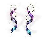 ComputerGear Space Niobium Earrings Earring Element Spiral Twist in Dangle for Women Jewelry