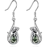 Mushroom Moss Agate Earrings for Women Sterling Silver Earrings Jewelry Gifts