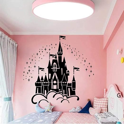 Nbkls Wandaufkleber Cartoon Schloss Unter Den Sternen Wandaufkleber Fur Madchen Schlafzimmer Dekor Kinderzimmer Dekoration Zubehor Wandtattoos Aufkleber Wandbild Amazon De Kuche Haushalt