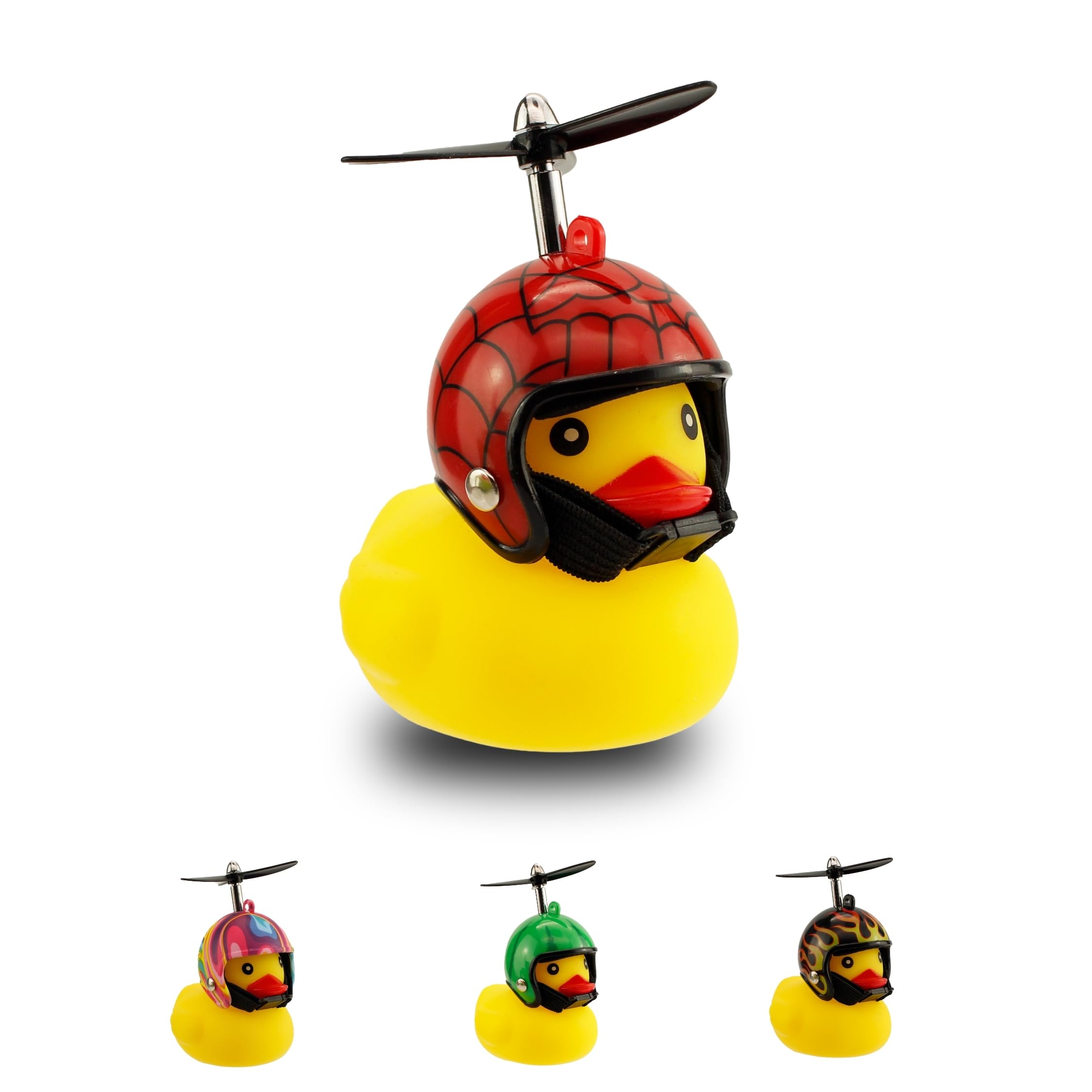 Winkee - Bicycle Squeaky Duck with Helmet | The Cute Bicycle Horn with Helmet and Propeller | Squeaky Duck Bicycle - for Children | Duck with Helmet | Rubber Bike Decoration