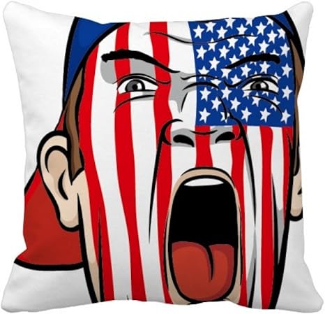 Amazon Co Jp 米国旗の顔の絵の化粧キャップ スクエアな枕を挿入してクッションカバーの家のソファの装飾贈り物 50cm X 50cm ホーム キッチン