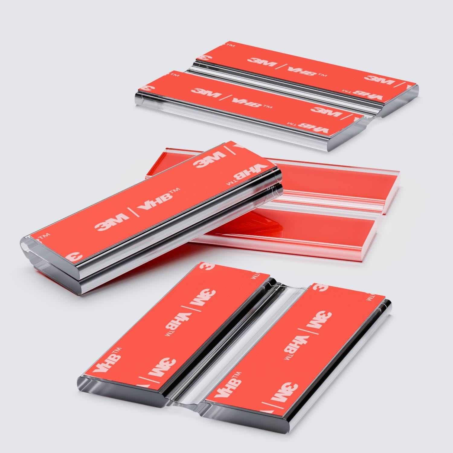 Caterpillar Red 4X 50mm Acrylic Flexible Hinges - No Glue Required. Low Profile, Transparent, Continuous Acrylic Piano Hinges