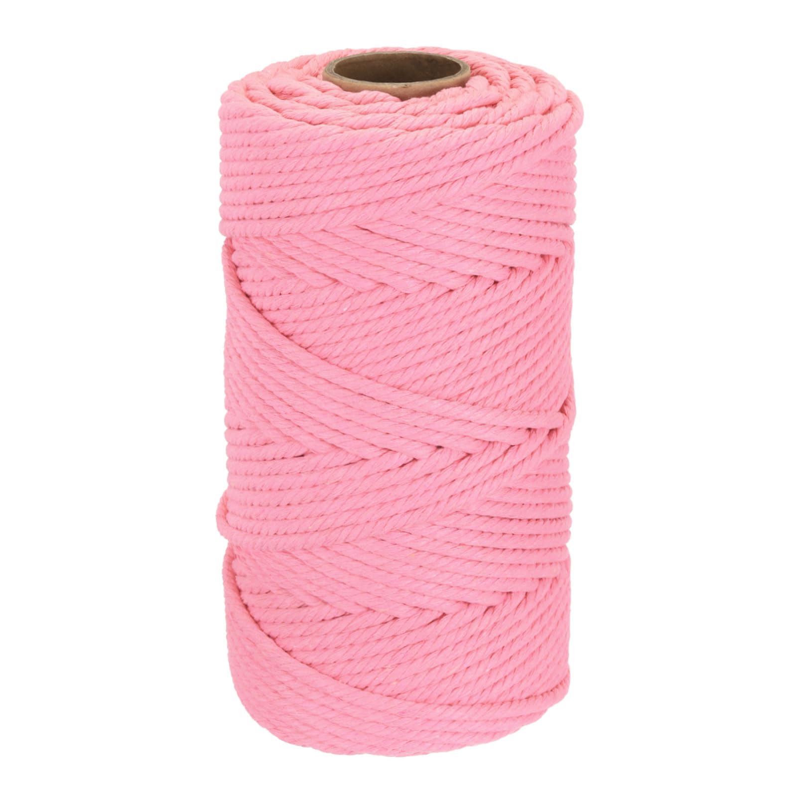 DMiotech 5mm x 100M (109 Yard) Dark Pink Natural Cotton Macrame Rope, Wall Hanging Handmade 2 Strands Twisted Macrame Cotton Cord for Plant Hangers, Gift Wrapping Wedding