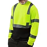 fortresswear High Visibility Safety Shirts for Men, Hi Vis Class 3 Long Sleeve Reflective Construction Shirts