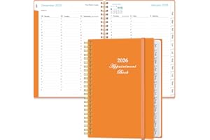 YARIDAR 2026 Appointment Book - 2026 Daily Hourly Planner from January 2026 - December 2026,12 Monthly Tabs, Inner Pocket, 6.4" x 8.5", Orange