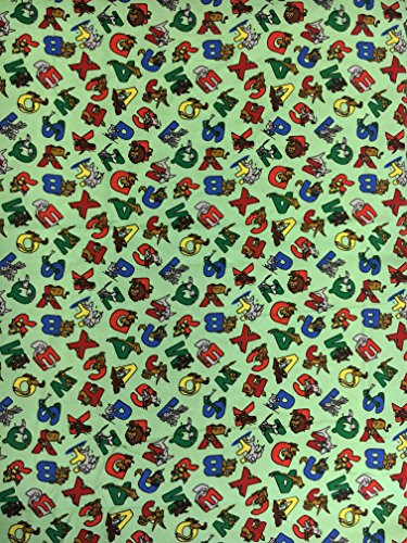 KinderMat Full Cover Sheet, Pillowcase Style Sheet Fits Rainbow Designer, Daydreamer, Heavy-Duty, and Enduro, 100% Cotton Flannel, Animal Alphabet Print, Large