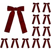 Meseey 12 Pcs Burgundy Velvet Bows with Twist Tie 3.5 Inch Pre-Tied Vintage Christmas Velvet Ribbon Bows for Treat Bags Gift Wrapping Basket Wedding Baby Shower Brithday Party