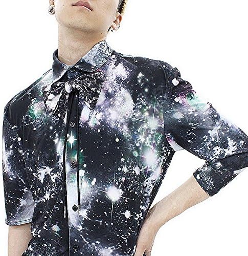 Amazon アンコロック Ankorock 宇宙柄半袖シャツ 銀河柄 シャツ 黒 ブラック シャツ 通販