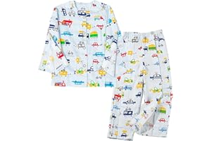 Siomlana Childrens Bedridden Patient Clothing,Care Clothes,Disability Set with Full Opening on Both Sides,Post-Fracture Nursing Aid Suitable for Boys and Girls(Car Patterns,140) White
