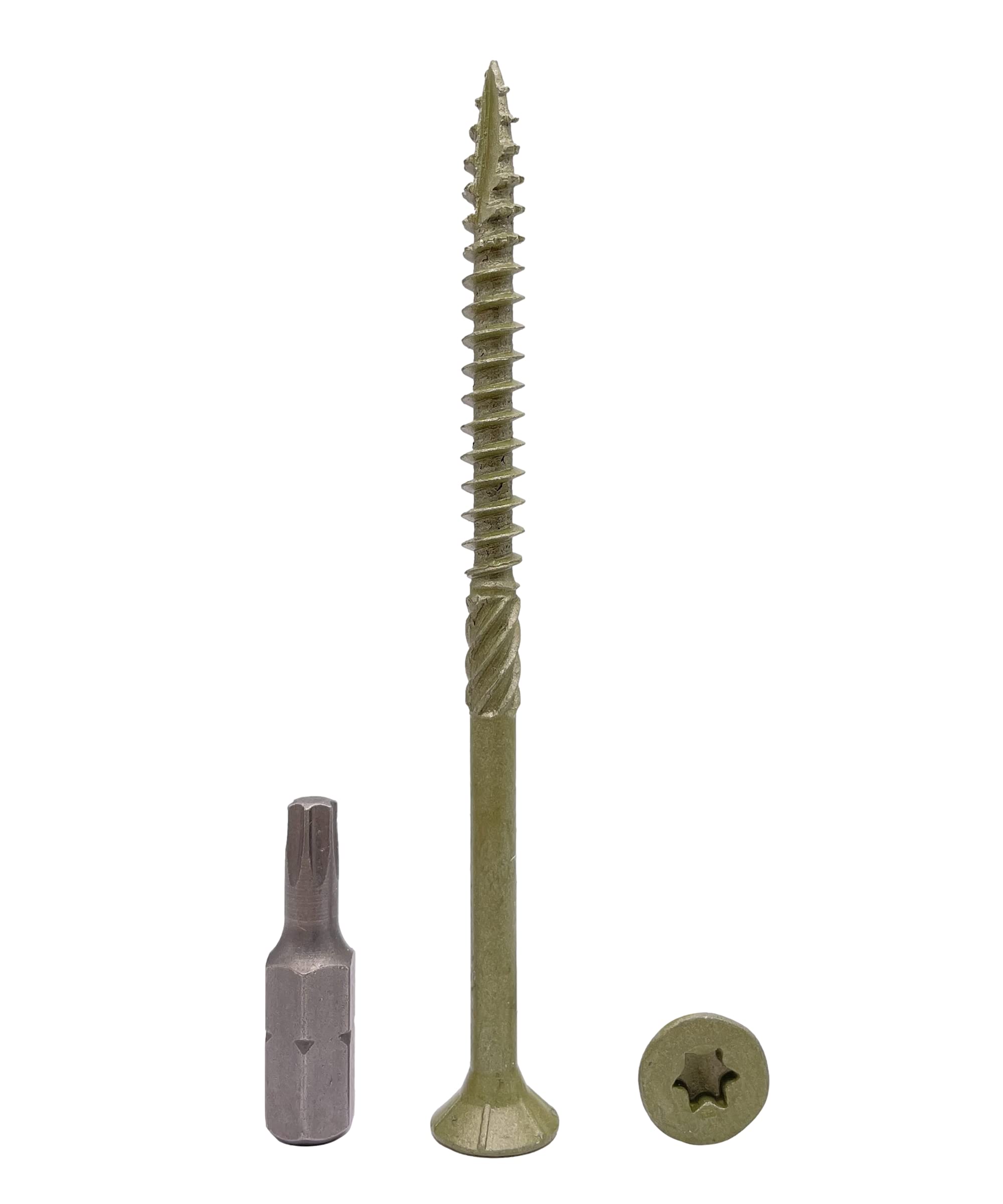 Marcopol (Pack of 100 pcs) Green Anti-corrosion Finish 5.0 x 80 mm Timber Decking Screws, Wood Screws, Torx Head, Type 17, Countersunk Head, Exterior Screw (100, 5.0 x 80 mm)