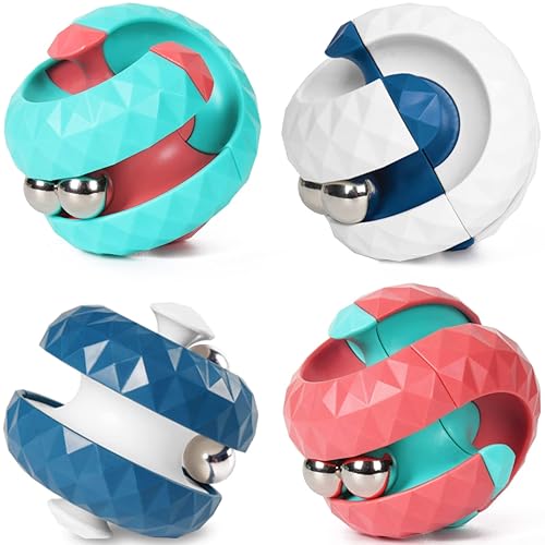 Yiran 4pcs Rotating Cube Bead Orbit Ball Maze Ball Fidget Hand Spinner Sensory Toys Anxiety Relief and Stress Relief Fingertip Gyro Toy Educational Puzzle Games for Interactive Toys Kids and Adult