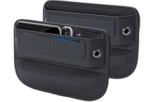 Owntow Universal Fit Car Seat Gap Filler Organizer, Premium Leather Car Organizers and Storage Car Accessories for Women/Men, Adjustable Gap Filler for Car SUV Truck (Black, 2 Pack)