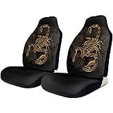 Foruidea Vintage Horoscope Scorpion Tattoo Pattern Car Seat Covers Set of 2 Vehicle Seat Protector Car Covers for Auto Cars Sedan SUV Automotive Interior