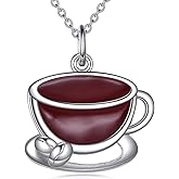 JBAERD Martini/Coffee Necklace Sterling Silver Wine Glasses Pendant Jewelry Gifts for Women