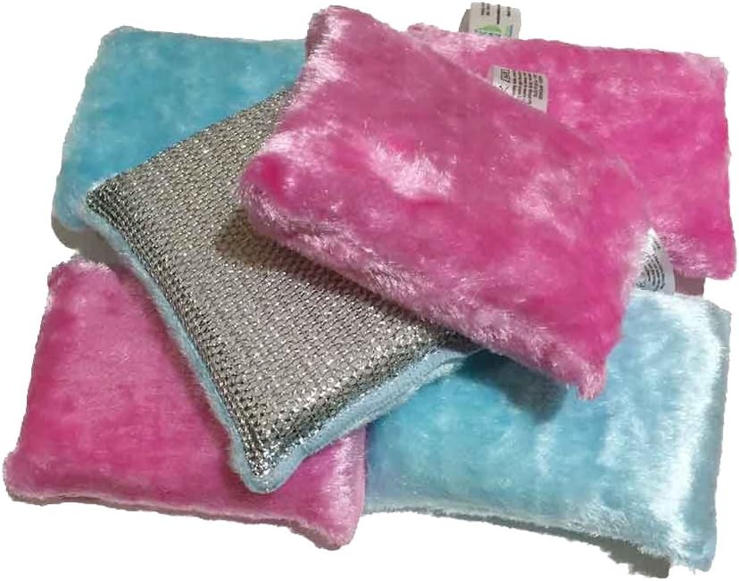 Innovative Housekeeping Purus Wood Fiber Cleaning Sponges, Pink/Blue, 2.4 Ounce