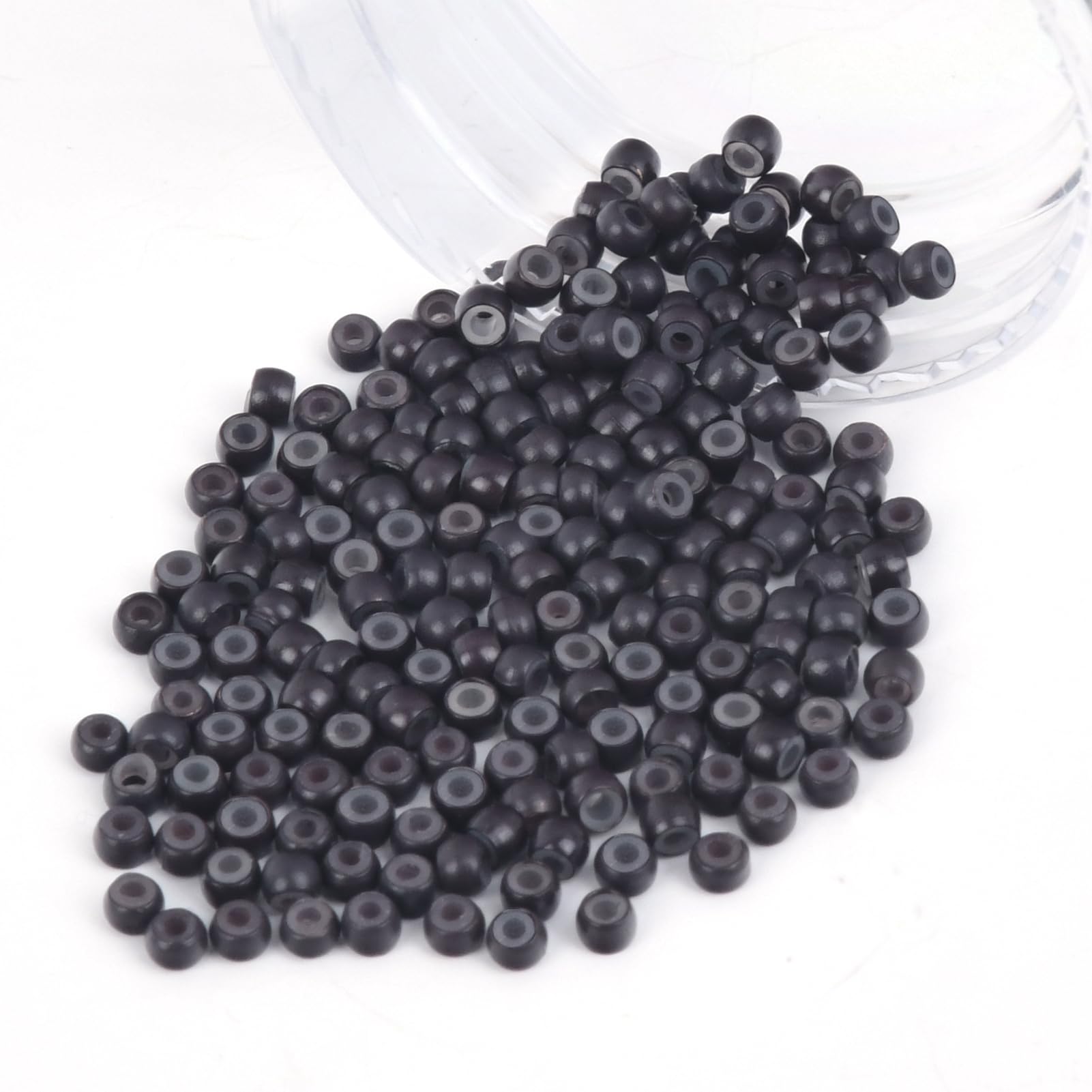 Photo 1 of Vlasy 200Pcs Nano Rings Silicone Beads for Nano Ring Human Hair Extensions 5 Color Optional (Dark Brown)
