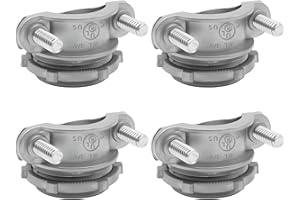 AIRTAK 3/4 Inch Clamp-Type Cable Connectors for Metallic Conduit, Silver-Zinc Plated, Heavy-Duty Cable Protection for Electrical Wires.(4Pcs)