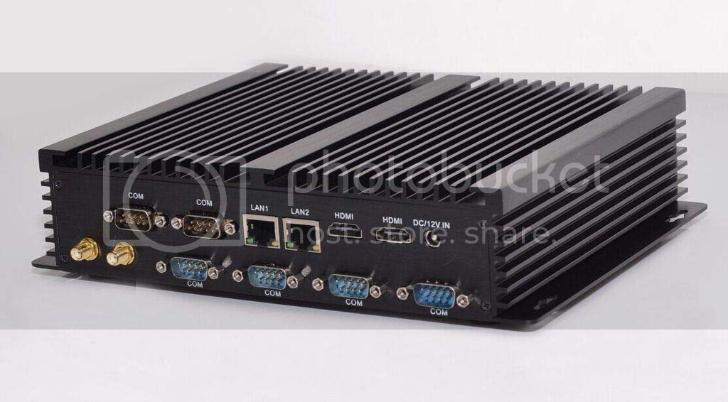 New Intel Haswell i5 4200U Industrial PC IPC Mini PC Fanless PC with Dual LAN GbE 4G RAM 64G SSD Support Linux/Windows 6 COM 8 USB USB3.0 VGA HDMI Rich IO, Black Aluminum, Intel nic