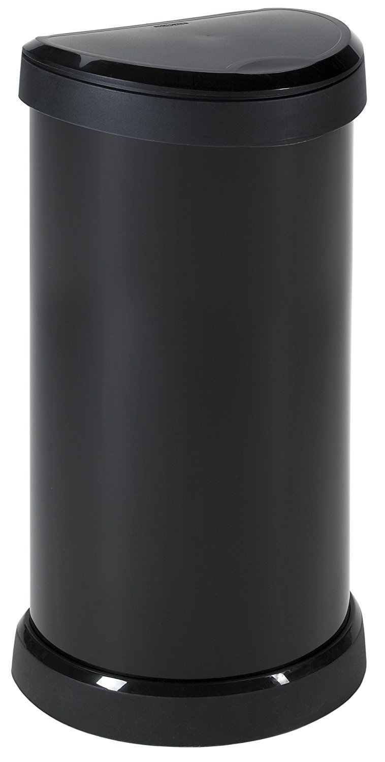 CURVER Metal Effect One Touch Deco Bin 40L, Black